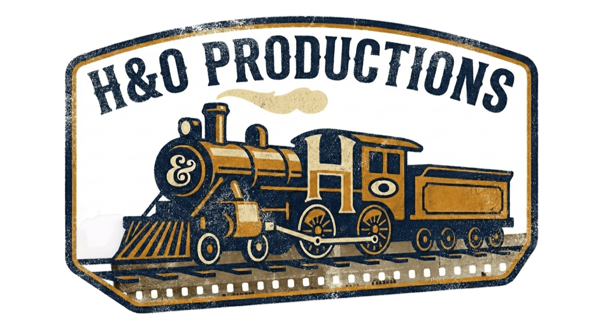 H&O Productions logo — a steam locomotive bearing the company name