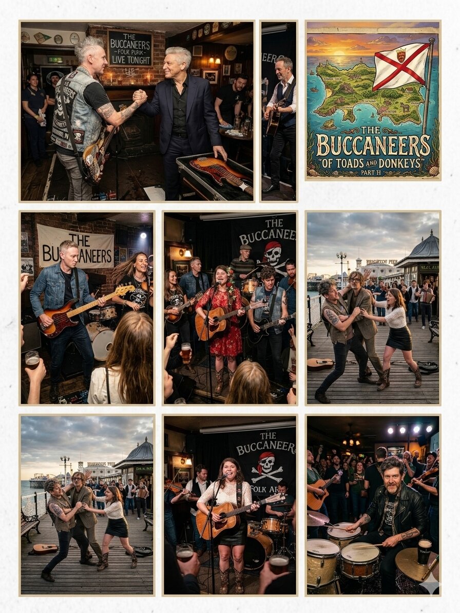 Collage of band moments over five years