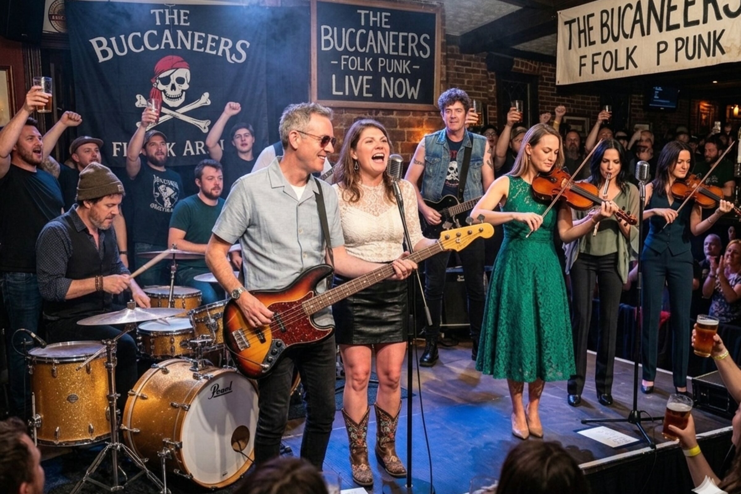 The Buccaneers performing live on stage, full five-piece band lit by stage lights